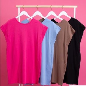 L Love BLACK Short Sleeve Cotton T-Shirt Shift Dress w/ Pockets